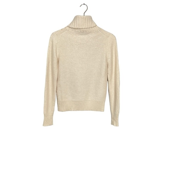 J. Crew Cream/Ivory “Cambridge” Cable Knit Turtleneck Sweater Wool Blend S-M - Picture 10 of 11